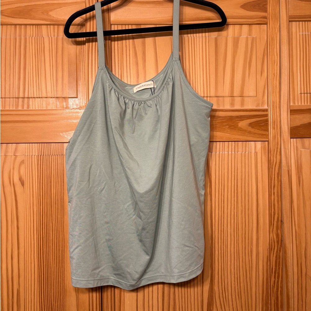 Understance Celery Green PJ Top with Built In Criss Cross Shelf Bra